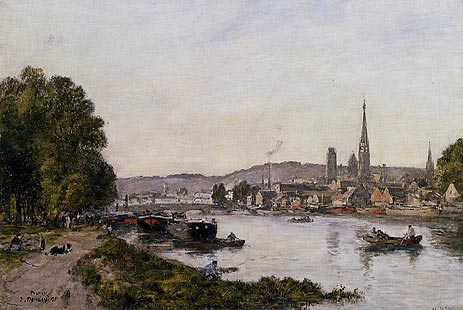 Rouen, Blick über die Seine, 1895 von Eugene Boudin | Gemälde-Reproduktion