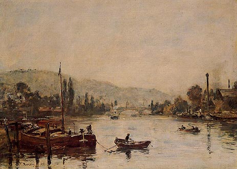 Rouen, die Côte Sainte-Catherine, Morgennebel, 1895 von Eugene Boudin | Gemälde-Reproduktion