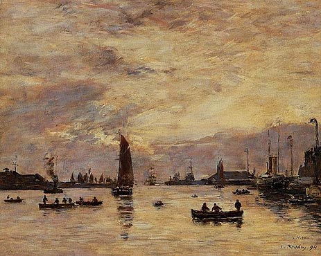 Le Havre, l'avant-port, 1894 von Eugene Boudin | Gemälde-Reproduktion