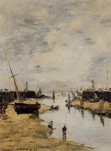 Trouville, the Jettys, Low Tide, 1894 | Eugene Boudin | Painting Reproduction