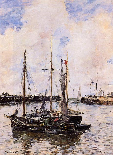 Einfahrt in den Hafen von Trouville, 1894 von Eugene Boudin | Gemälde-Reproduktion