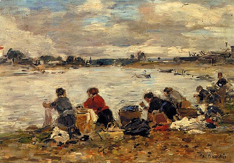 Laundresses on the Banks of the Touques | Eugene Boudin | Painting Reproduction