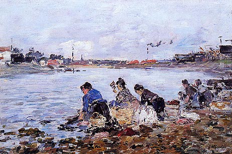 Laundress on the Banks of the Touques, c.1894/97 | Eugene Boudin | Painting Reproduction