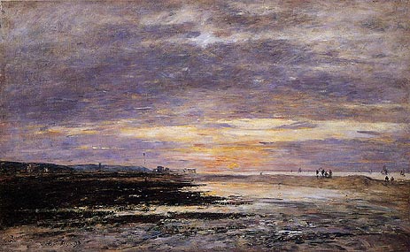 Deauville, Sunset on the Beach, 1893 | Eugene Boudin | Painting Reproduction