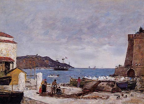 Die Bucht von Villefranche, der Hafen | Eugene Boudin | Gemälde Reproduktion