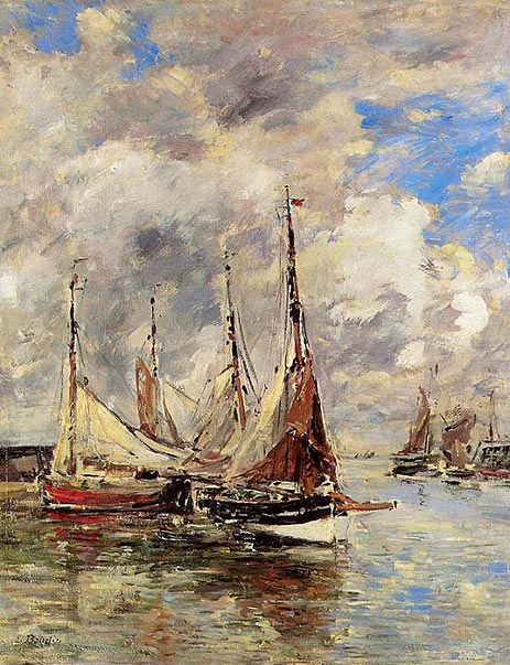 Trouville, the Piers, High Tide, c.1892/96 | Eugene Boudin | Painting Reproduction
