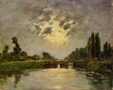 Saint-Valery-sur-Somme, the Bridge on the Lock | Eugene Boudin | Painting Reproduction