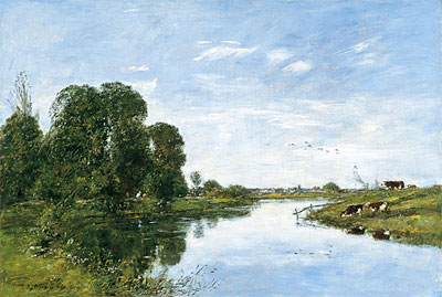 The River Touques at Saint-Arnoult, 1895 | Eugene Boudin | Painting Reproduction