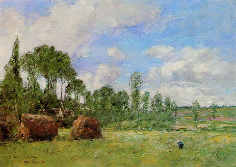 Oiseme at Harvest Time, 1891 | Eugene Boudin | Painting Reproduction