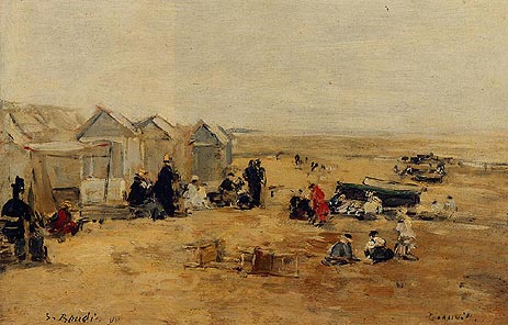Deauville: Beach Scene, 1890 | Eugene Boudin | Painting Reproduction