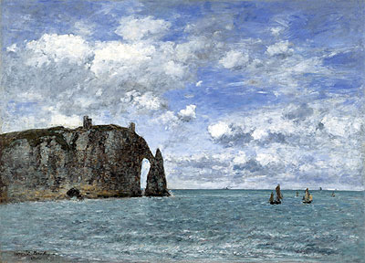 Etretat, The Cliff of Aval, 1890 | Eugene Boudin | Painting Reproduction