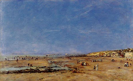Trouville, Panorama of the Beach, 1890 | Eugene Boudin | Gemälde Reproduktion