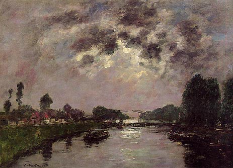 Saint-valery-sur-Somme, the Canal d'Abbeville, 1890 | Eugene Boudin | Painting Reproduction