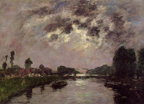 Saint-valery-sur-Somme, the Canal d'Abbeville | Eugene Boudin | Painting Reproduction