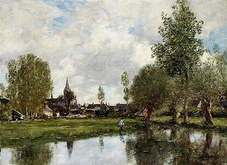 Village around Dunkirk, 1889 | Eugene Boudin | Painting Reproduction