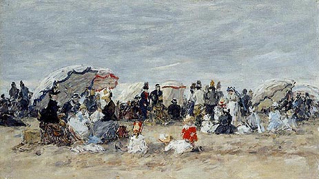 Trouville, Strandszene | Eugene Boudin | Gemälde Reproduktion