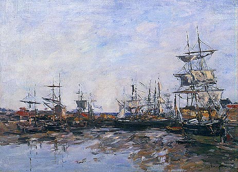 Trouville, the Port at Low Tide, 1887 | Eugene Boudin | Painting Reproduction