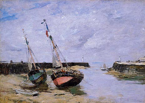 Trouville, the Jettys, Low Tide, c.1885/90 | Eugene Boudin | Painting Reproduction