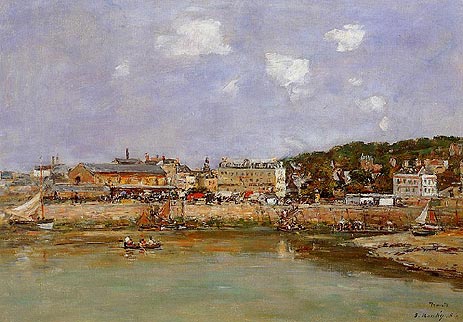 The Port of Trouville, the Market Place, 1884 | Eugene Boudin | Painting Reproduction