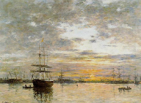 The Port of Le Havre at Sunset, 1882 | Eugene Boudin | Painting Reproduction