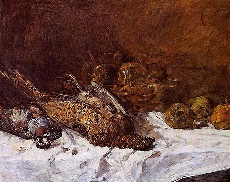 Still Life with Pheasants and a Basket of Apples, c.1880/85 | Eugene Boudin | Painting Reproduction