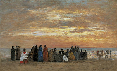 Figures on the Beach in Trouville, 1869 | Eugene Boudin | Painting Reproduction