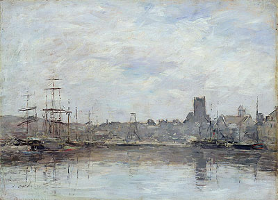 Septembermorgen: Hafen von Fecamp, 1880 von Eugene Boudin | Gemälde-Reproduktion