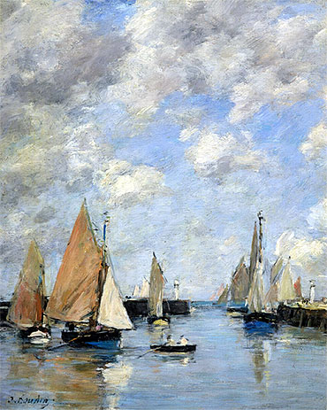 Der Anleger bei Flut, Trouville, n.d. von Eugene Boudin | Gemälde-Reproduktion