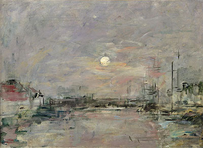 Dusk on the Commercial Dock at Le Havre, c.1892/94 | Eugene Boudin | Painting Reproduction