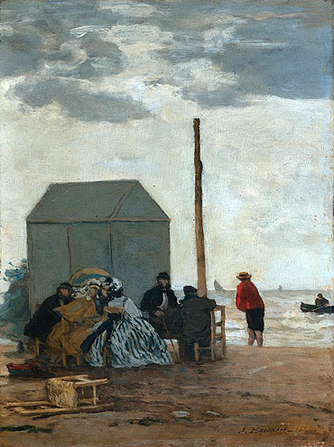 The Beach at Deauville, 1864 | Eugene Boudin | Gemälde Reproduktion