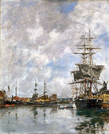Deauville Harbor, 1891 | Eugene Boudin | Painting Reproduction