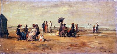 The Beach at Trouville, 1879 | Eugene Boudin | Gemälde Reproduktion