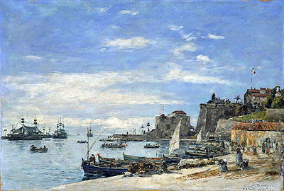 Quay at Villefranche, 1892 | Eugene Boudin | Painting Reproduction