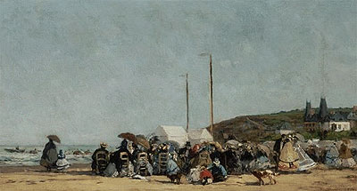 Trouville Beach, 1864 | Eugene Boudin | Painting Reproduction