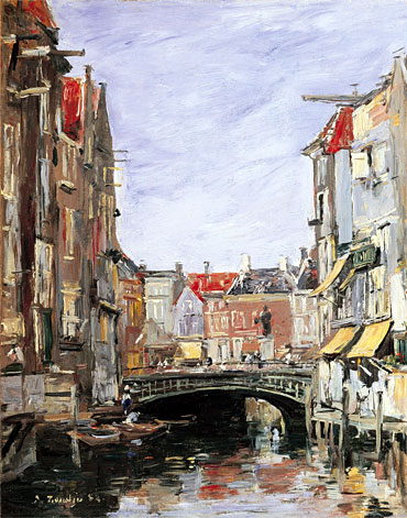 The Place Ary Scheffer, Dordrecht, 1884 | Eugene Boudin | Gemälde Reproduktion