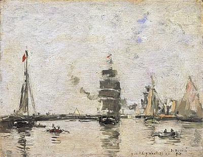 Boats in Trouville Harbor, 1894 | Eugene Boudin | Painting Reproduction