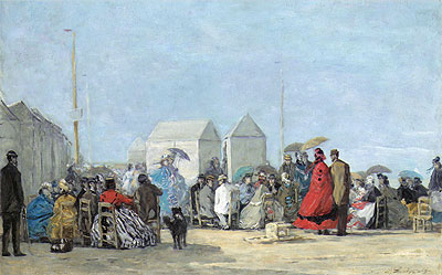 Beach Scene at Trouville, 1864 | Eugene Boudin | Painting Reproduction