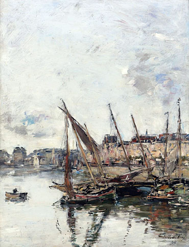 The Harbour of Trouville, Low Tide, 1894 | Eugene Boudin | Gemälde Reproduktion
