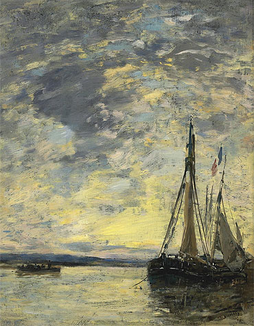 Sailing Boats at Quay, c.1885/90 | Eugene Boudin | Gemälde Reproduktion