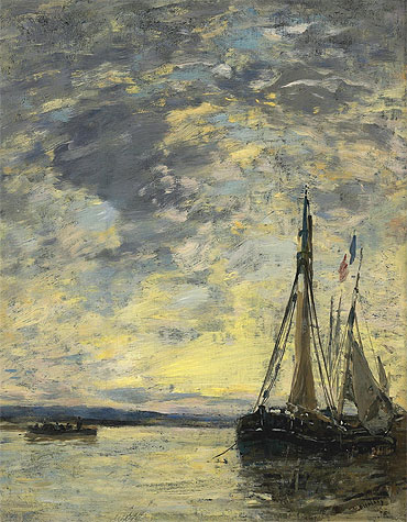 Sailing Boats at Quay, c.1885/90 | Eugene Boudin