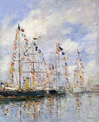 Yacht Basin at Trouville-Deauville, c.1895/96 | Eugene Boudin | Painting Reproduction