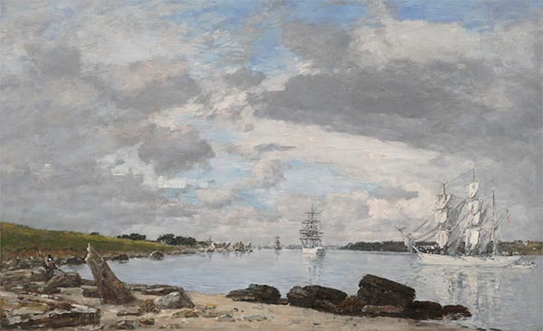 The Bay at the Mouth of the River Elorn, Landerneau, 1871 | Eugene Boudin | Painting Reproduction