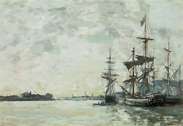 Le Havre, Anchored Vessels in the Harbor, c.1868/72 | Eugene Boudin | Painting Reproduction