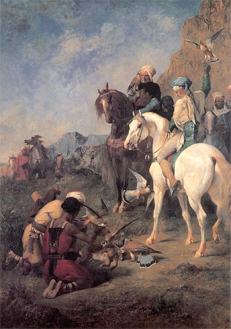 Falcon Hunting in Algeria (The Quarry), 1862 by Eugene Fromentin | Painting Reproduction