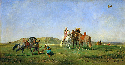 Hunting with Falcons in Algeria, 1862 by Eugene Fromentin | Painting Reproduction