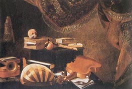 Still-Life with Musical Instruments, undated by Baschenis | Painting Reproduction