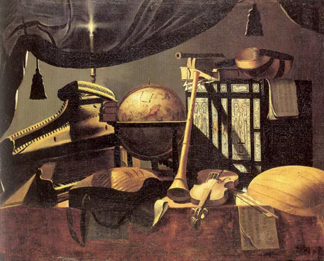 Still-life with Musical Instruments, n.d. by Baschenis | Painting Reproduction