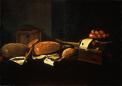 Still Life with Musical Instruments, c.1664/66 by Baschenis | Painting Reproduction
