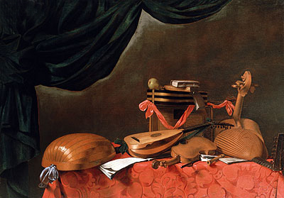 Still Life with Musical Instruments, n.d. by Baschenis | Painting Reproduction