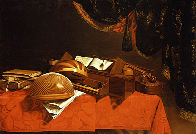 Still Life with Musical Instruments, n.d. by Baschenis | Painting Reproduction